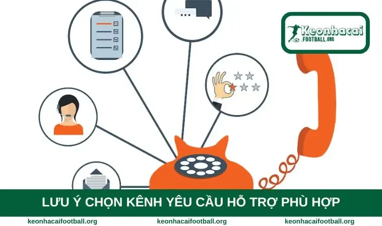 Lưu ý chọn kênh yêu cầu hỗ trợ phù hợp